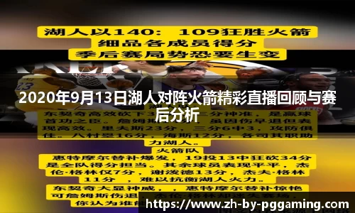 2020年9月13日湖人对阵火箭精彩直播回顾与赛后分析